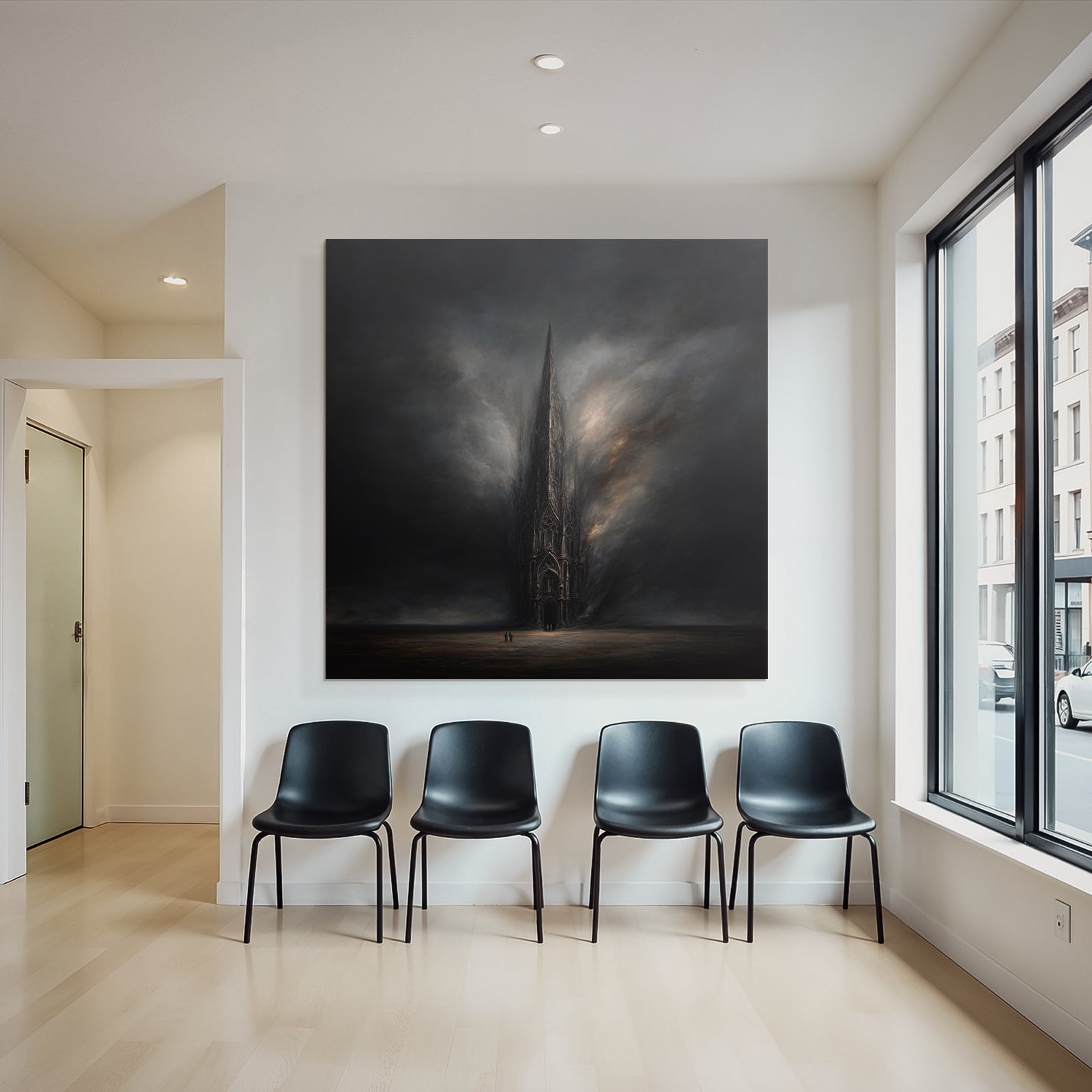 Fantastisch Surreal Gotischer Turm Im Düsteren Himmel