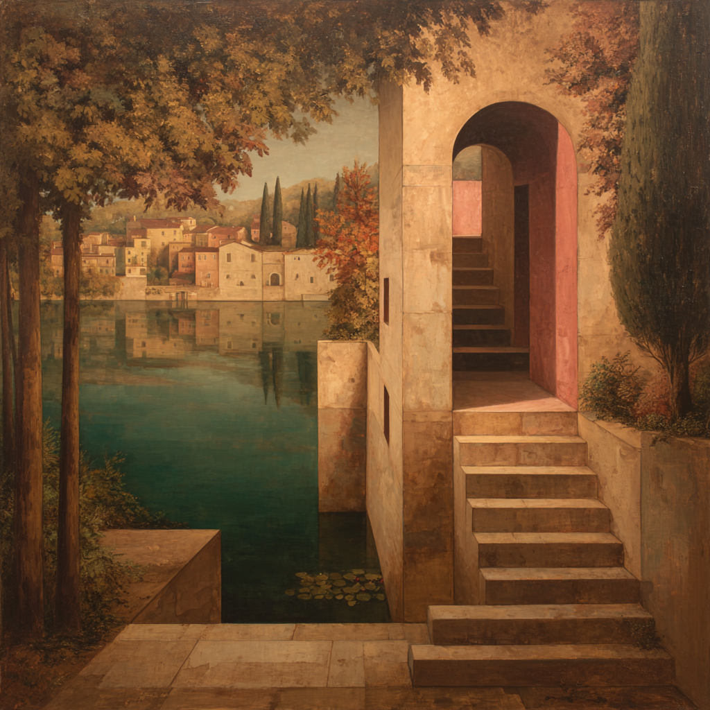 Fantastisch Surreal Ruhige Landschaft Mit Architektur Am Wasser | Fantastisch und Surreal | Stilrichtungen