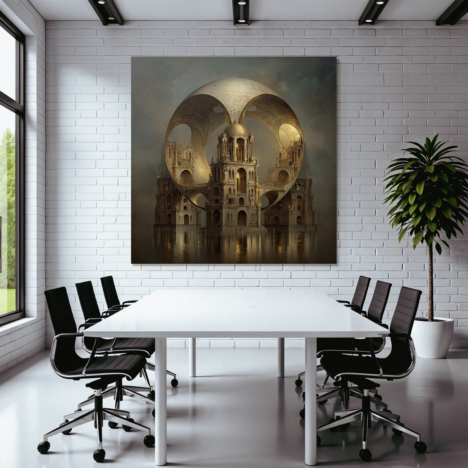 Fantastisch Surreal Surreale Architektur In Geometrischer Umarmung In Goldtönen