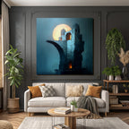 Fantastisch Surreal Surreales Architekturgebilde Mit Glühender Sonne