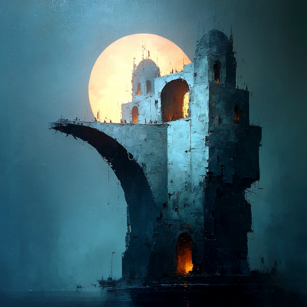 Fantastisch Surreal Surreales Architekturgebilde Mit Glühender Sonne | Fantastisch und Surreal | Stilrichtungen