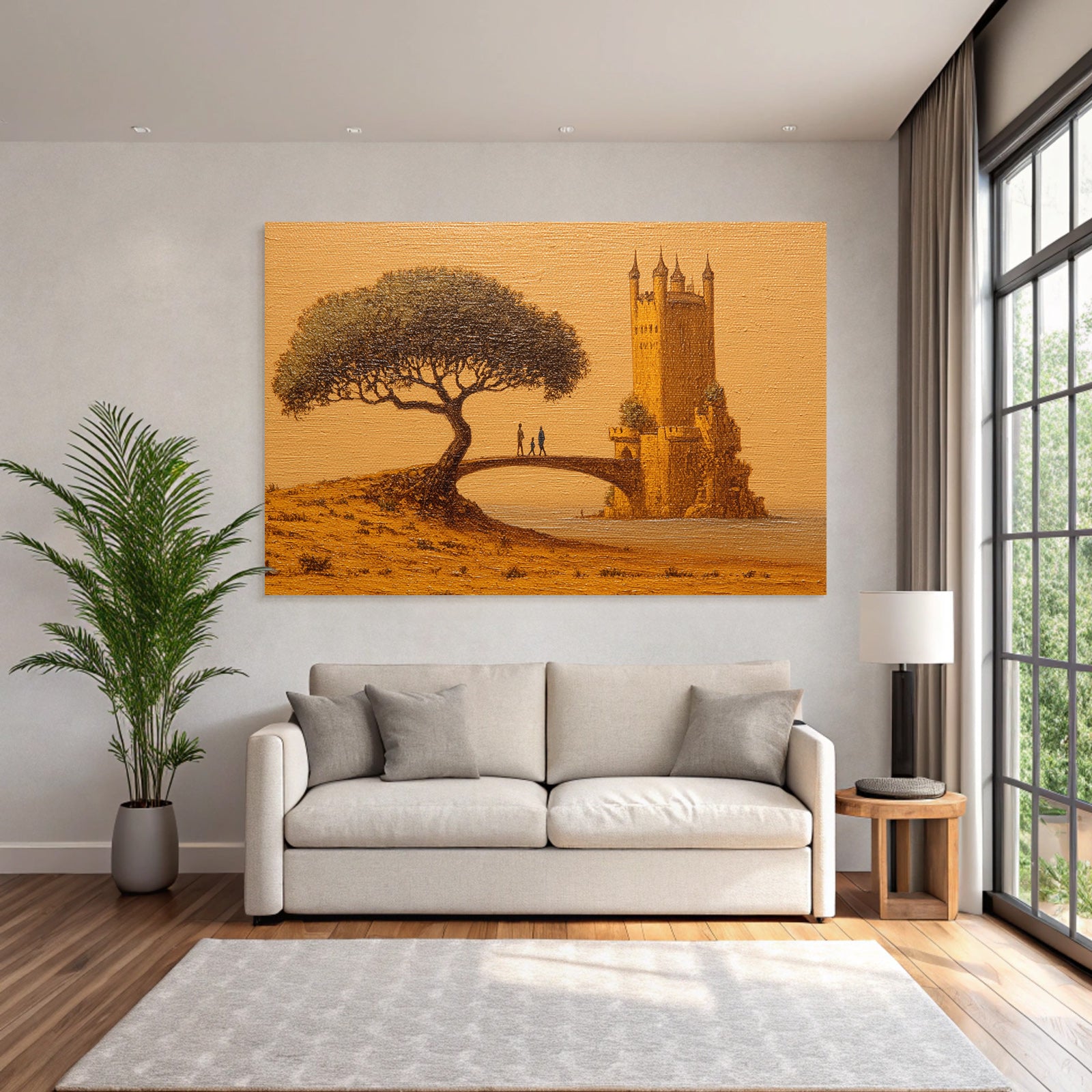 Fantastisch Surreal Fantastische Brücke Vom Baum Zum Schloss