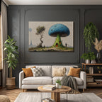 Fantastisch Surreal Fantastische Landschaft Mit Riesigem Pilzhaus