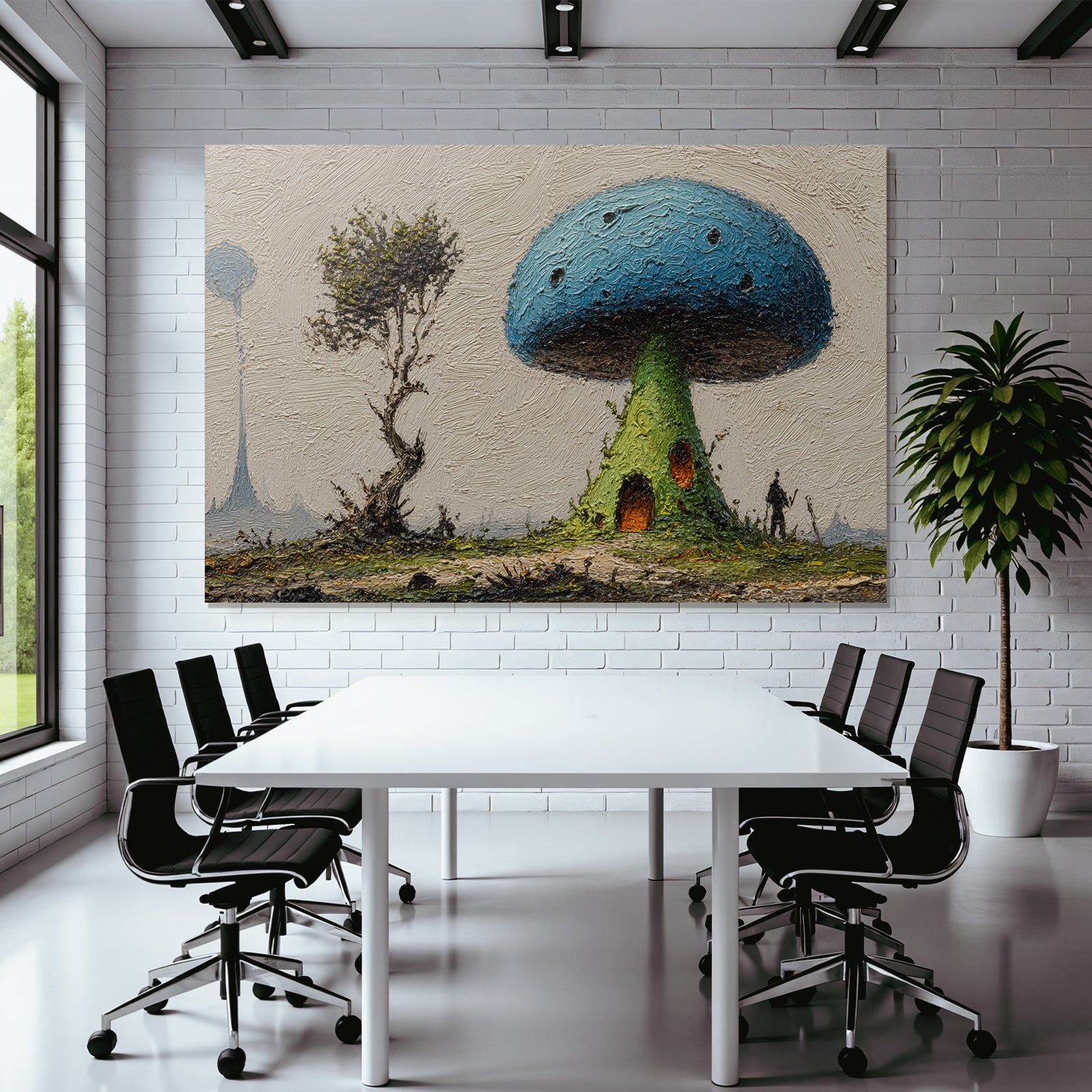 Fantastisch Surreal Fantastische Landschaft Mit Riesigem Pilzhaus