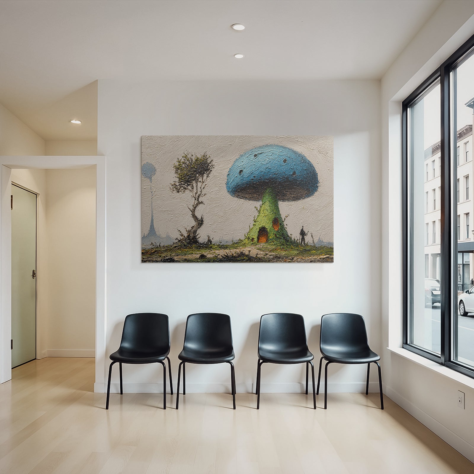 Fantastisch Surreal Fantastische Landschaft Mit Riesigem Pilzhaus