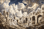 Fantastisch Surreal Mystische Ruinen Im Sturm | Fantastisch und Surreal | Stilrichtungen