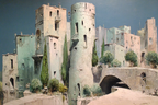 Fantastisch Surreal Ruhige Alte Stadt Mit Turm Und Büschen | Fantastisch und Surreal | Stilrichtungen