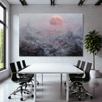 Fantastisch Surreal Surreale Andereweltliche Nebellandschaft Mit Rosigem Planeten