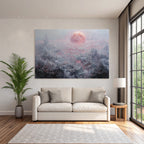 Fantastisch Surreal Surreale Andereweltliche Nebellandschaft Mit Rosigem Planeten