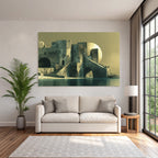 Fantastisch Surreal Surreale Landschaft Mit Mond Und Ruhigen Wasserreflexionen