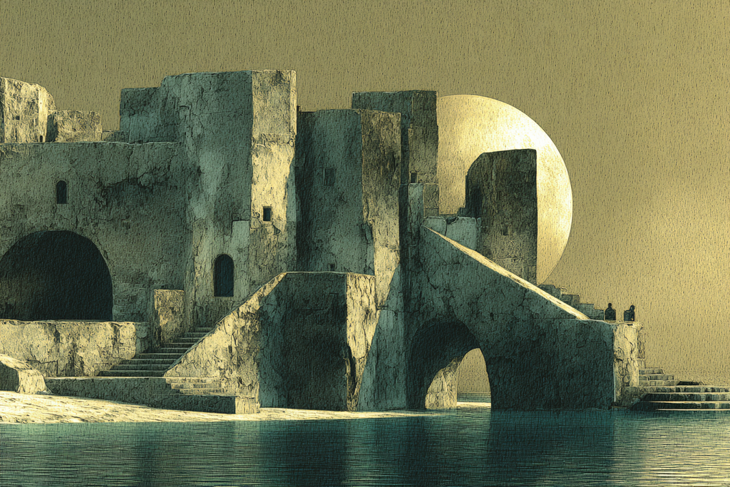 Fantastisch Surreal Surreale Landschaft Mit Mond Und Ruhigen Wasserreflexionen | Fantastisch und Surreal | Stilrichtungen