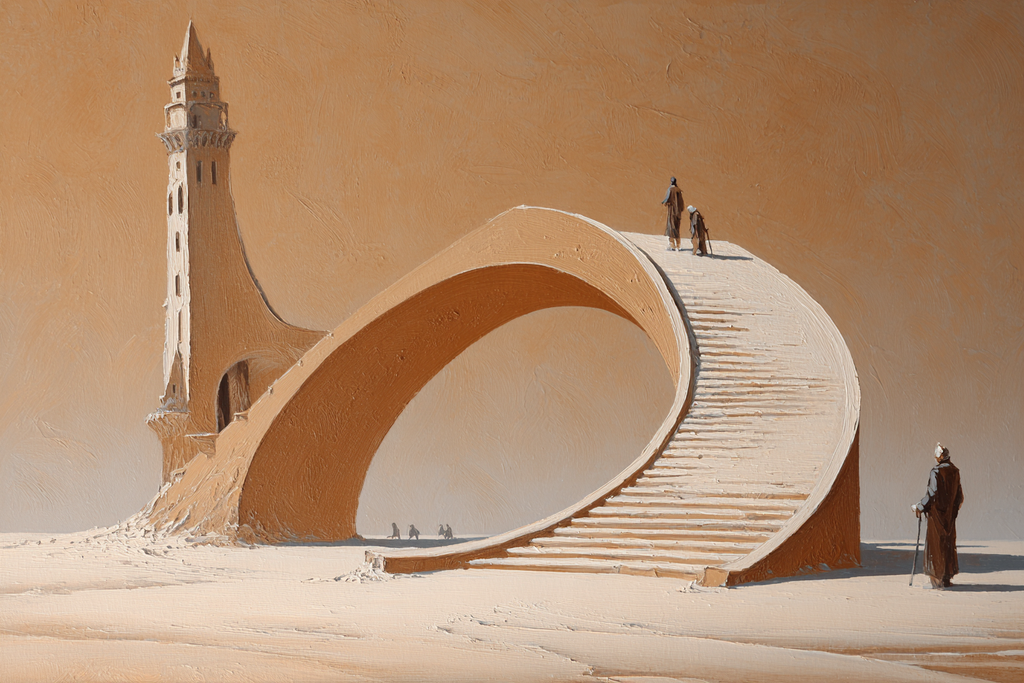 Fantastisch Surreal Surreale Treppenlandschaft Zum Turm In Wüstenfarben | Fantastisch und Surreal | Stilrichtungen