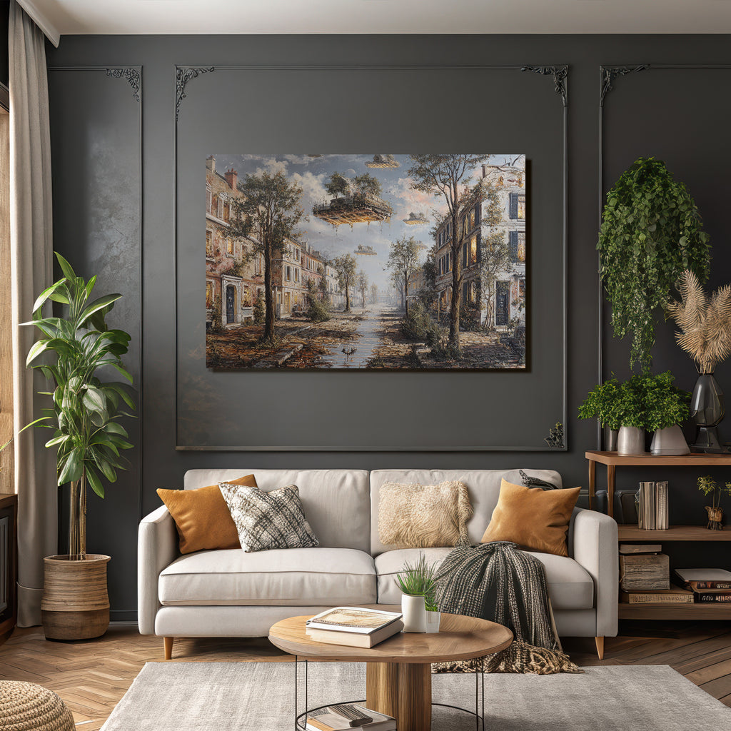 Fantastisch Surreal Verfallene Strasse Mit Natur Und Fantasieelementen
