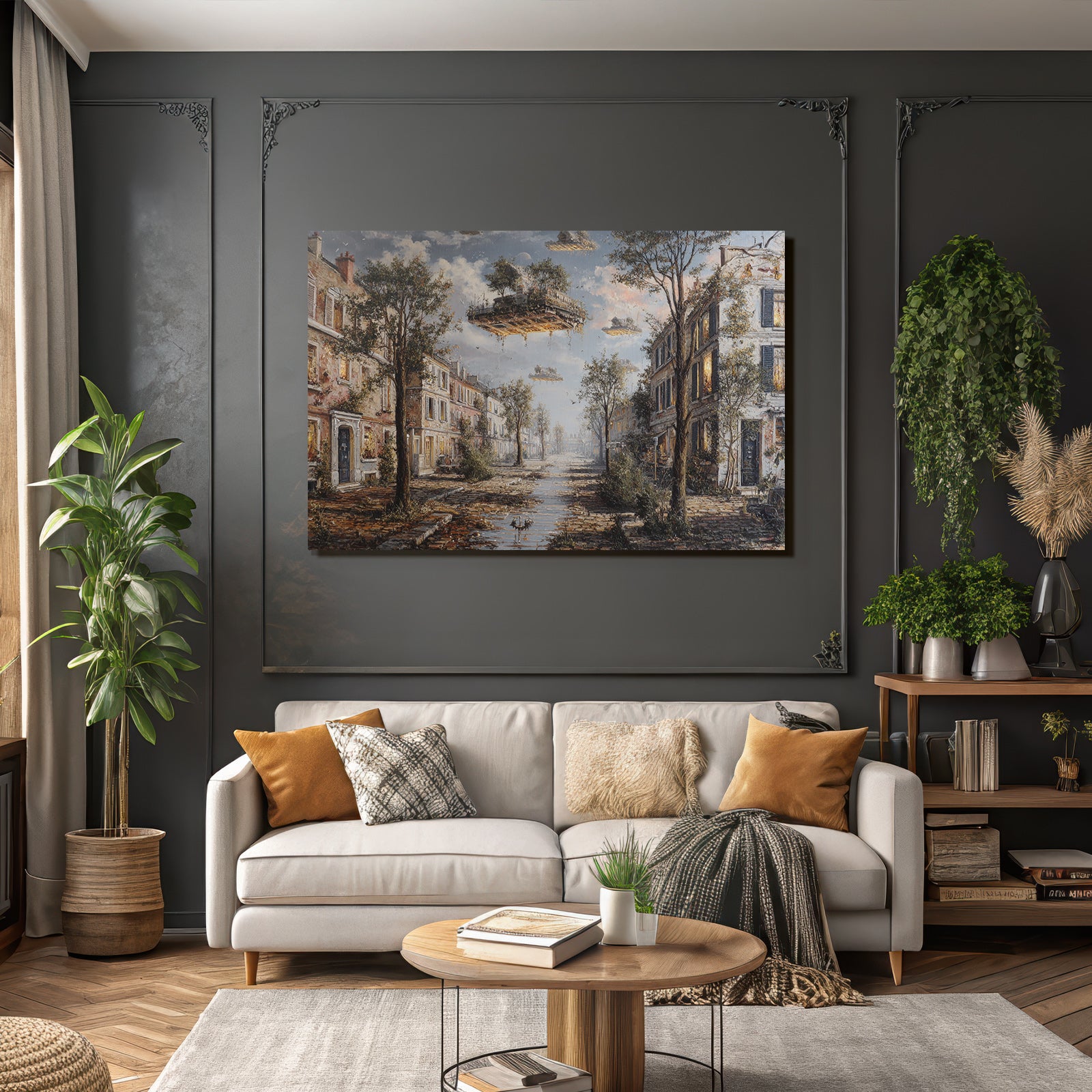 Fantastisch Surreal Verfallene Strasse Mit Natur Und Fantasieelementen