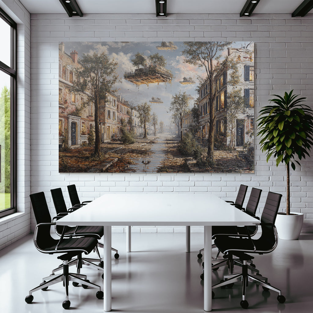 Fantastisch Surreal Verfallene Strasse Mit Natur Und Fantasieelementen