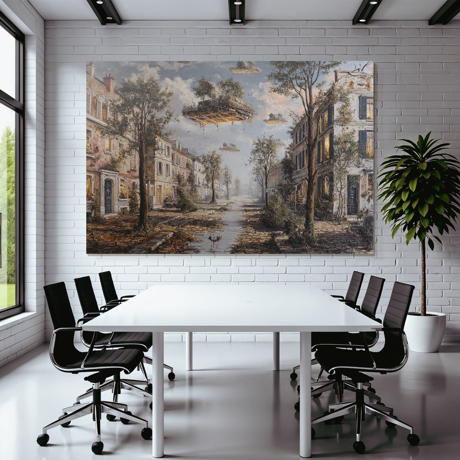 Fantastisch Surreal Verfallene Strasse Mit Natur Und Fantasieelementen