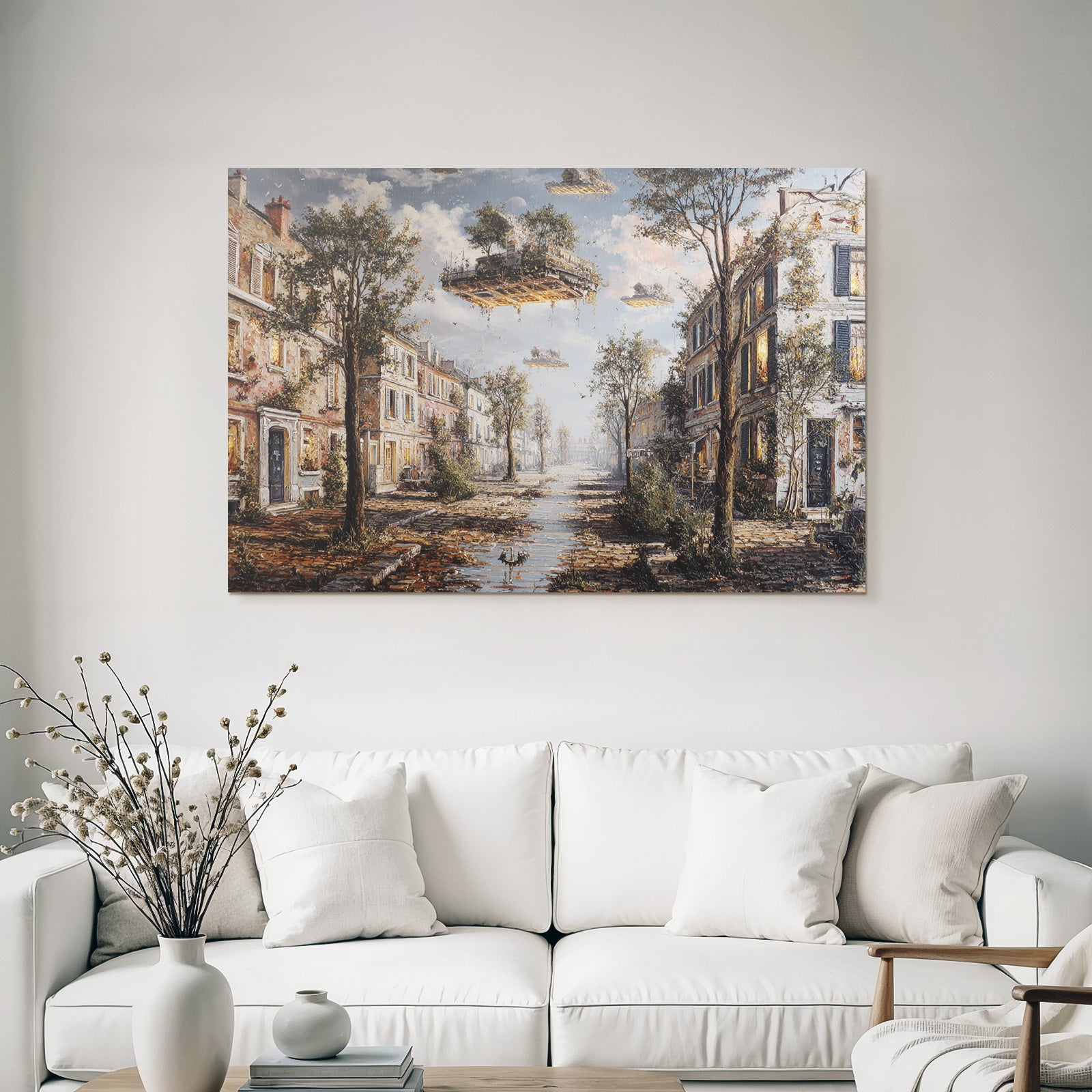 Fantastisch Surreal Verfallene Strasse Mit Natur Und Fantasieelementen