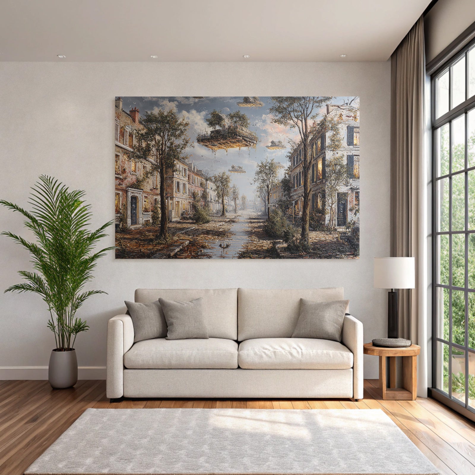 Fantastisch Surreal Verfallene Strasse Mit Natur Und Fantasieelementen