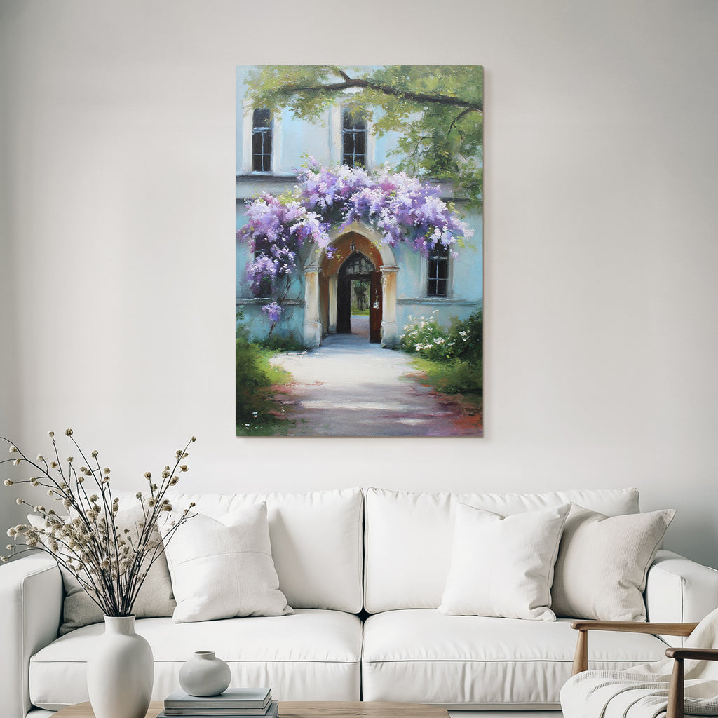 Architektureingang Mit Lila Blüten