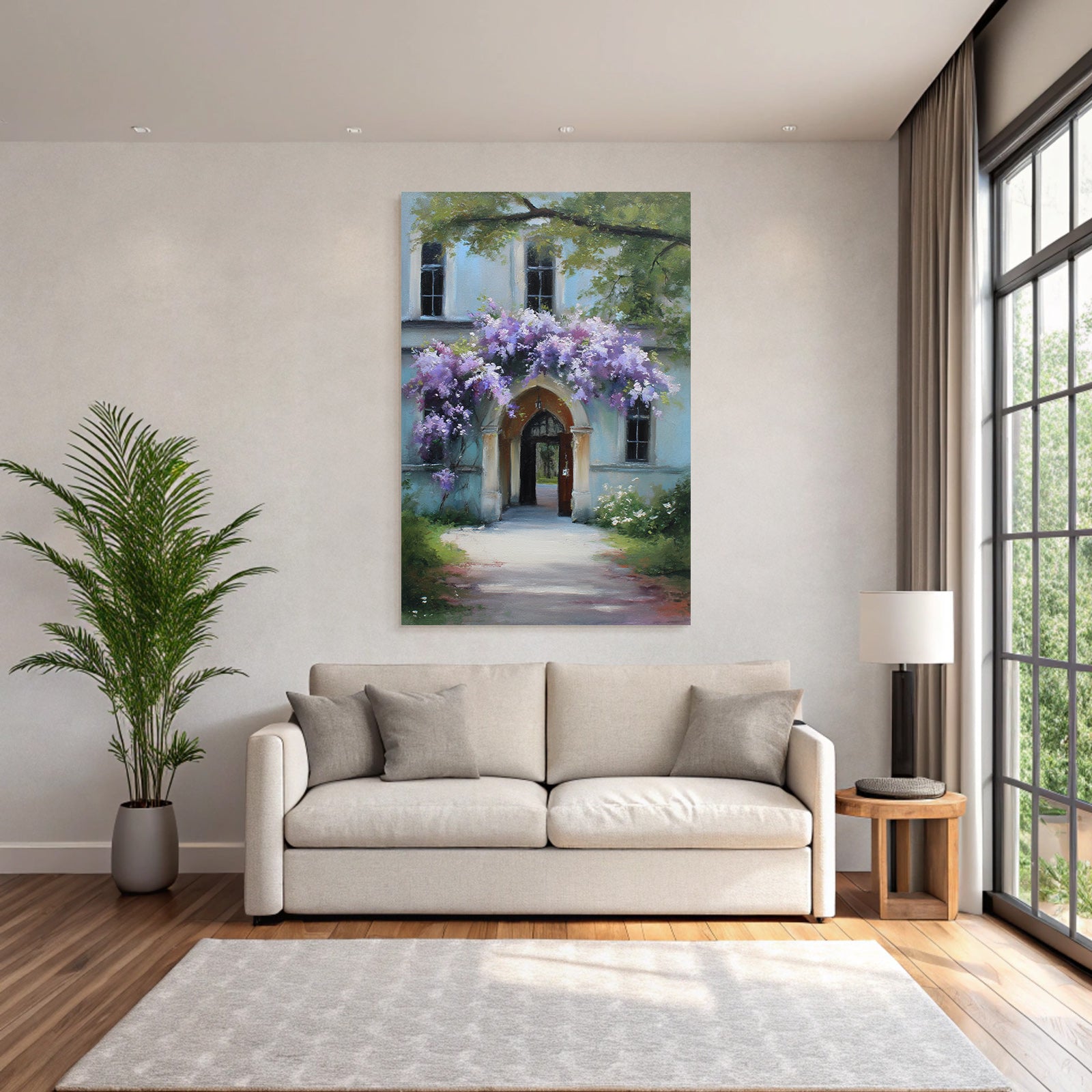 Architektureingang Mit Lila Blüten