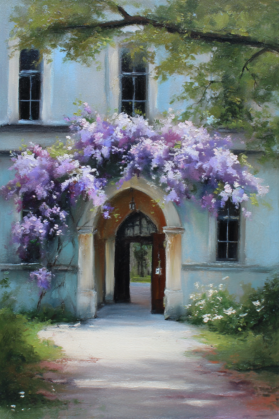 Architektureingang Mit Lila Blüten | Impressionismus | Stilrichtungen