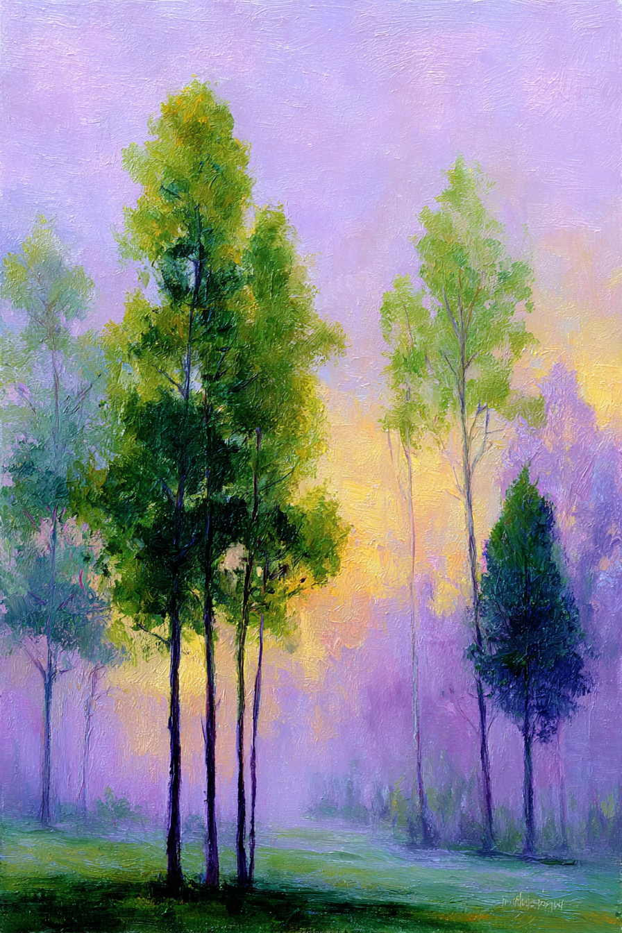 Bunte Landschaft Mit Nebel Und Baeumen | Impressionismus | Stilrichtungen