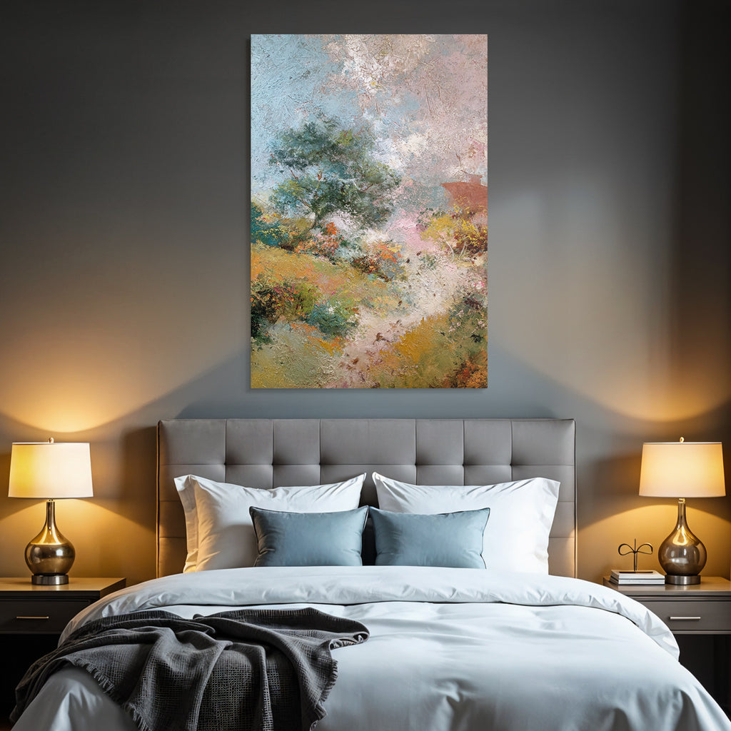 Lebendige Landchaftsmalerei Mit Blumen Textur Und Bewegung