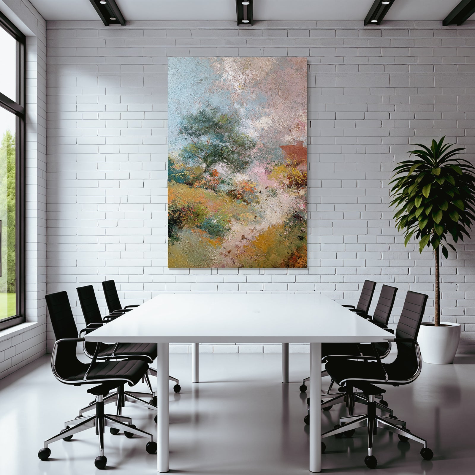 Lebendige Landchaftsmalerei Mit Blumen Textur Und Bewegung