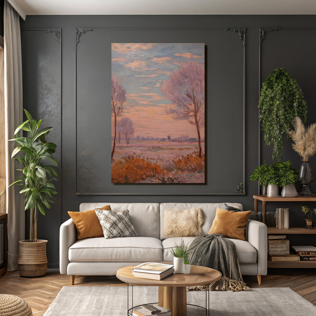 Sanfte Impressionistische Landschaft Mit Pastellhimmel