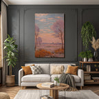Sanfte Impressionistische Landschaft Mit Pastellhimmel