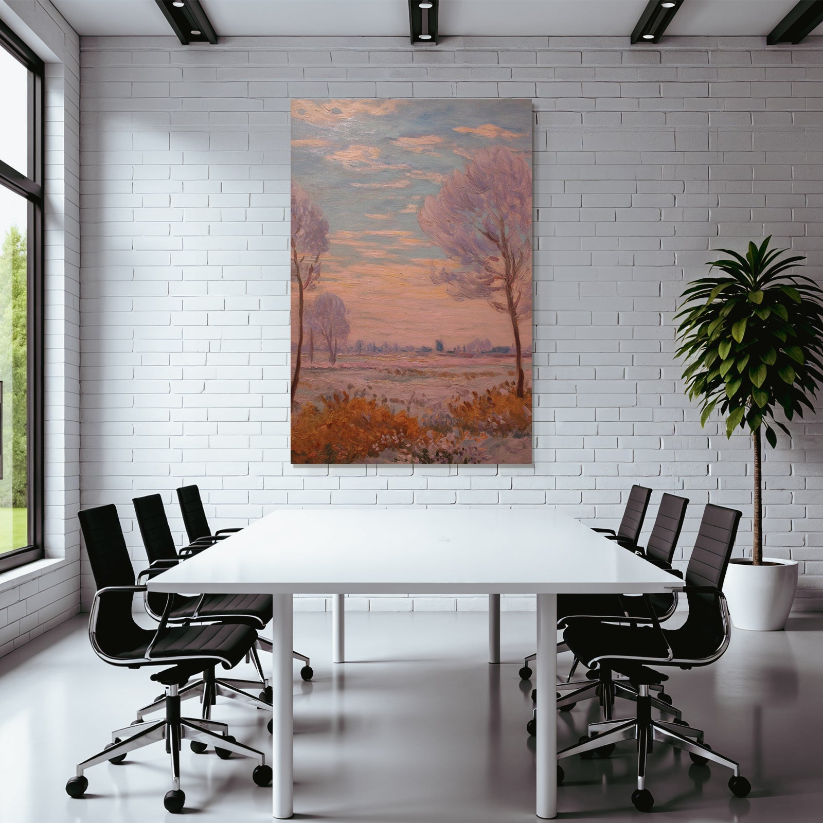 Sanfte Impressionistische Landschaft Mit Pastellhimmel