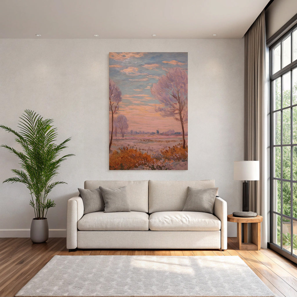 Sanfte Impressionistische Landschaft Mit Pastellhimmel