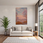 Sanfte Impressionistische Landschaft Mit Pastellhimmel
