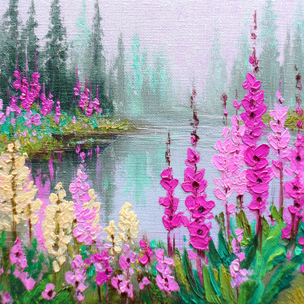 Friedliche Naturlandschaft Mit Blumen Am Wasser | Impressionismus | Stilrichtungen