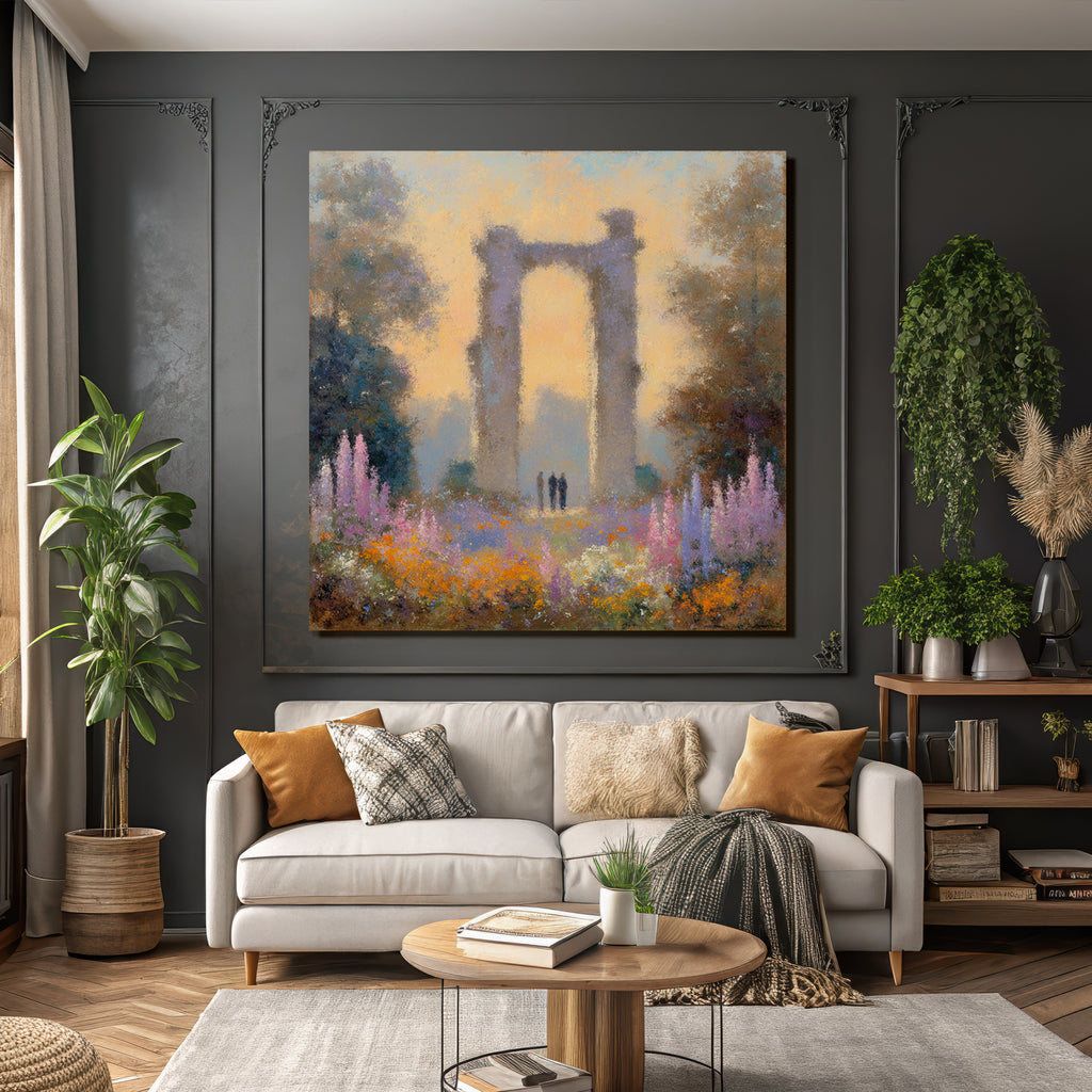 Ruine Im Blumenmeer Mit Besuchern