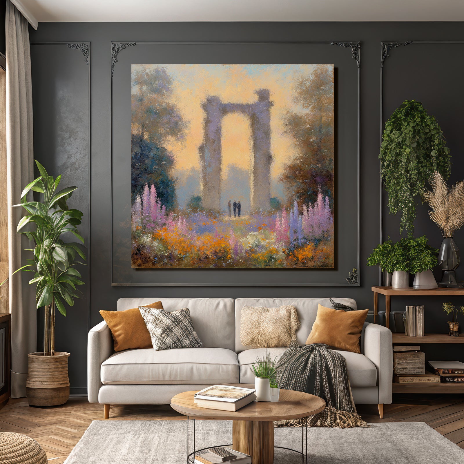 Ruine Im Blumenmeer Mit Besuchern