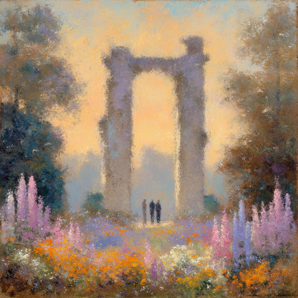 Ruine Im Blumenmeer Mit Besuchern | Impressionismus | Stilrichtungen