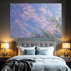 Impressionistische Landschaft Mit Zarten Pastellwolken Und Grasfläche