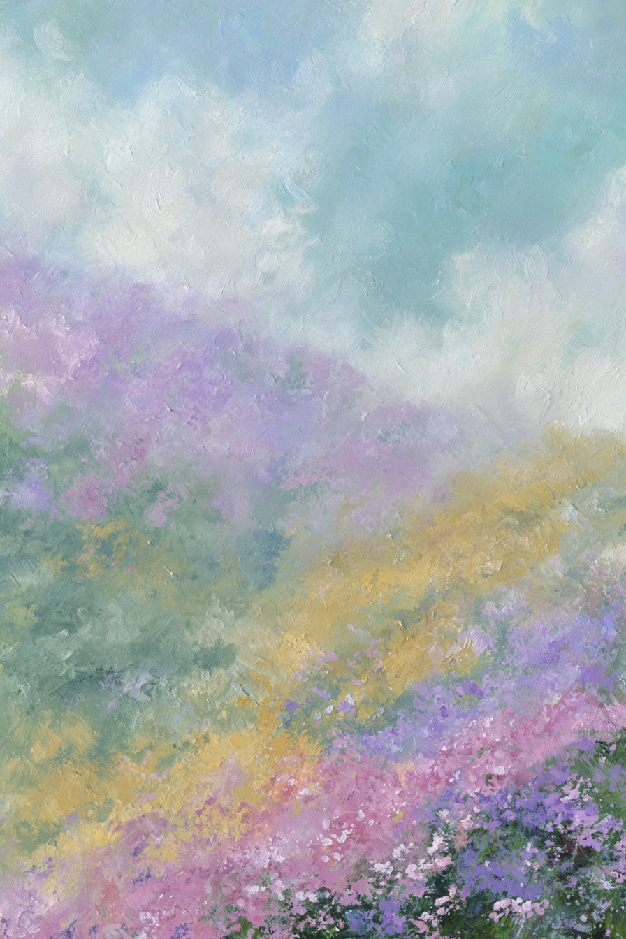 Abstrakte Pastelllandschaft Mit Blumenwiese | Jugendstil | Stilrichtungen