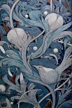 Blauweisses Florales Musterspiel Mit Vögeln | Jugendstil | Stilrichtungen