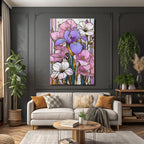 Bunte Illustrative Blumen Mit Goldakzenten