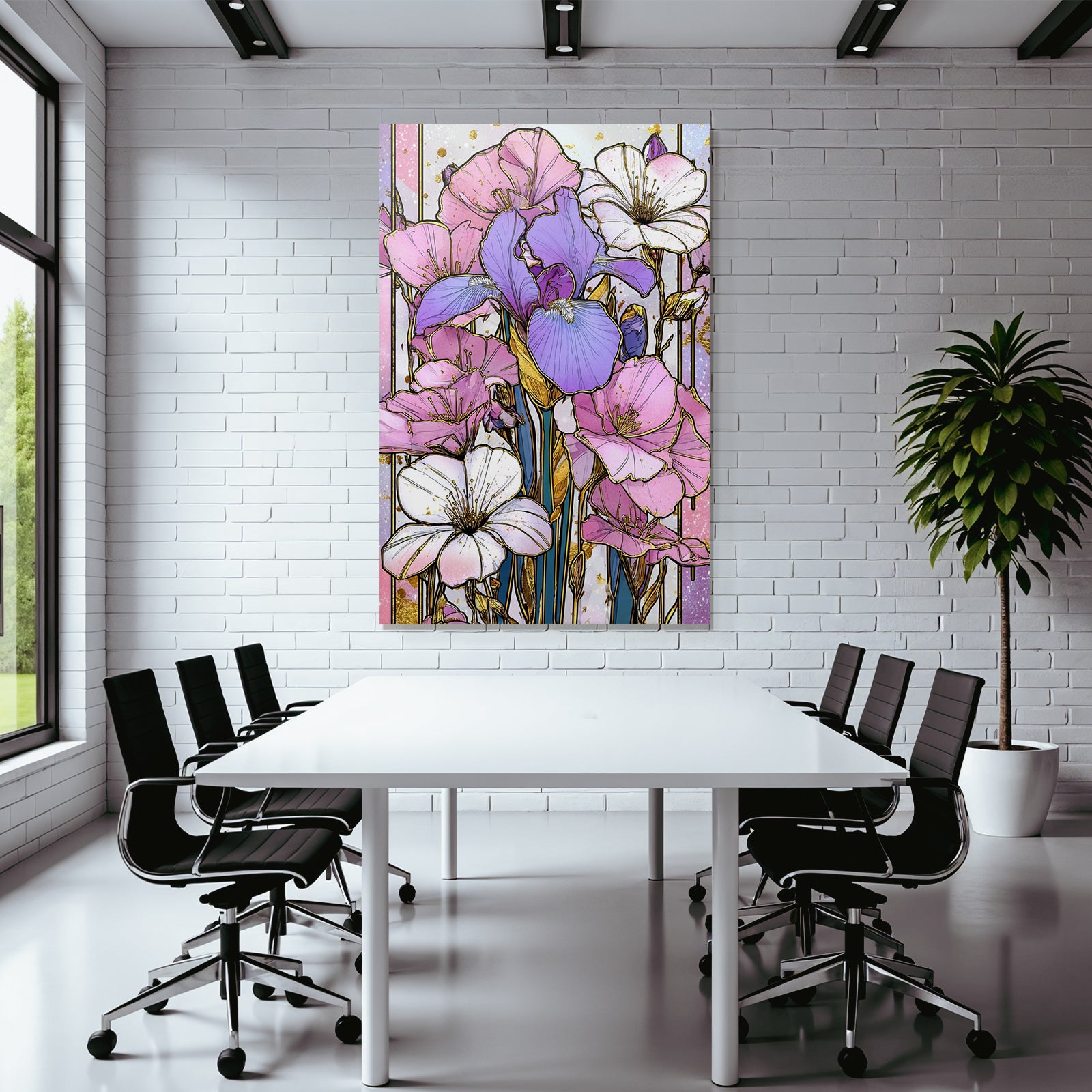 Bunte Illustrative Blumen Mit Goldakzenten