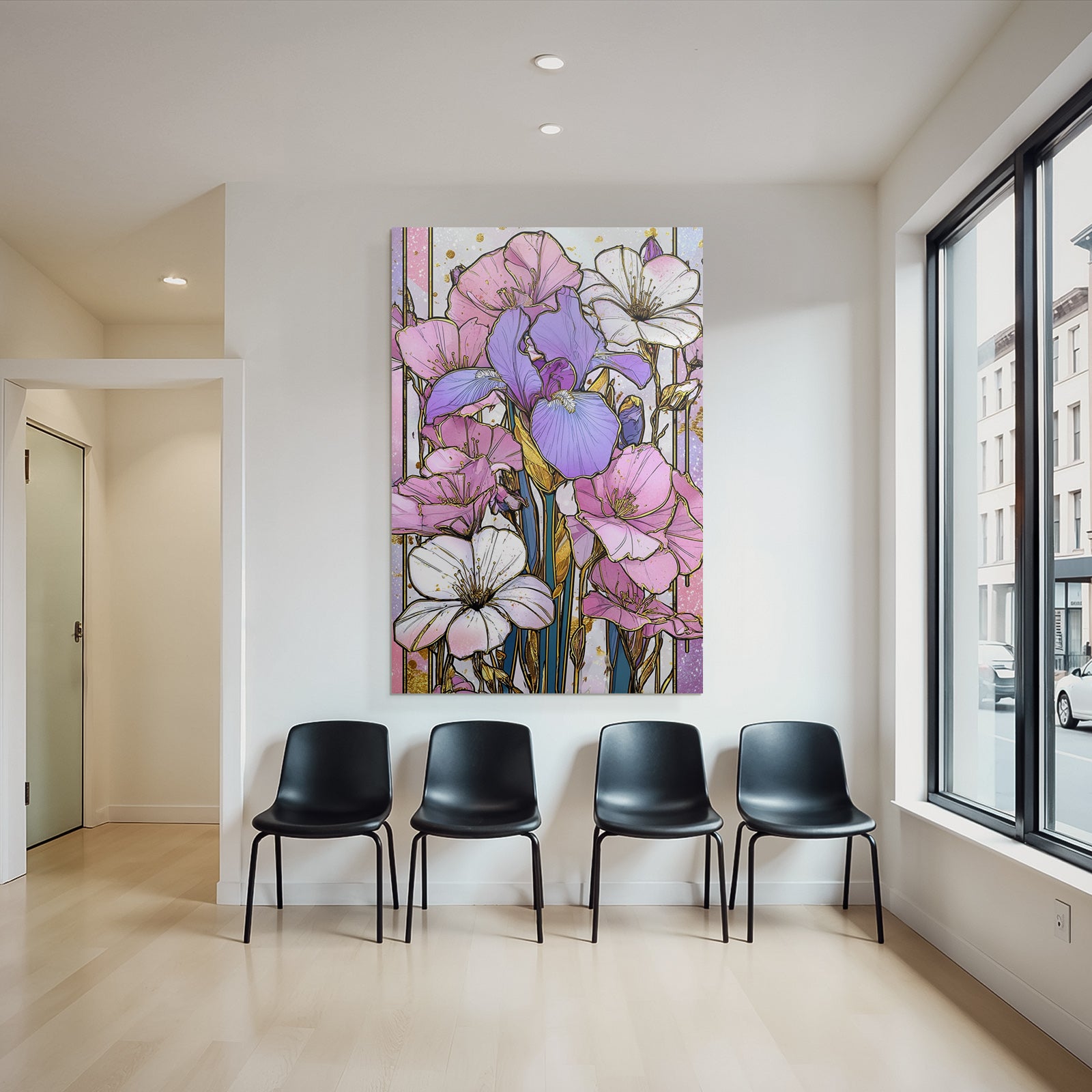 Bunte Illustrative Blumen Mit Goldakzenten