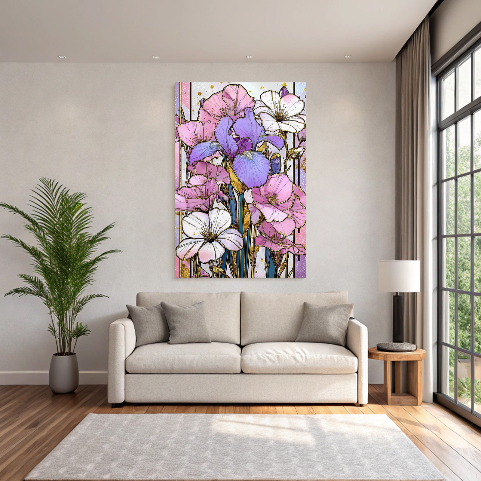 Bunte Illustrative Blumen Mit Goldakzenten