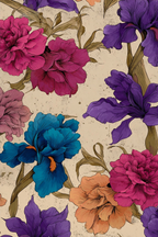 Buntes Blumenmuster Mit Stilisierten Blumen Auf Beigem Hintergrund | Jugendstil | Stilrichtungen