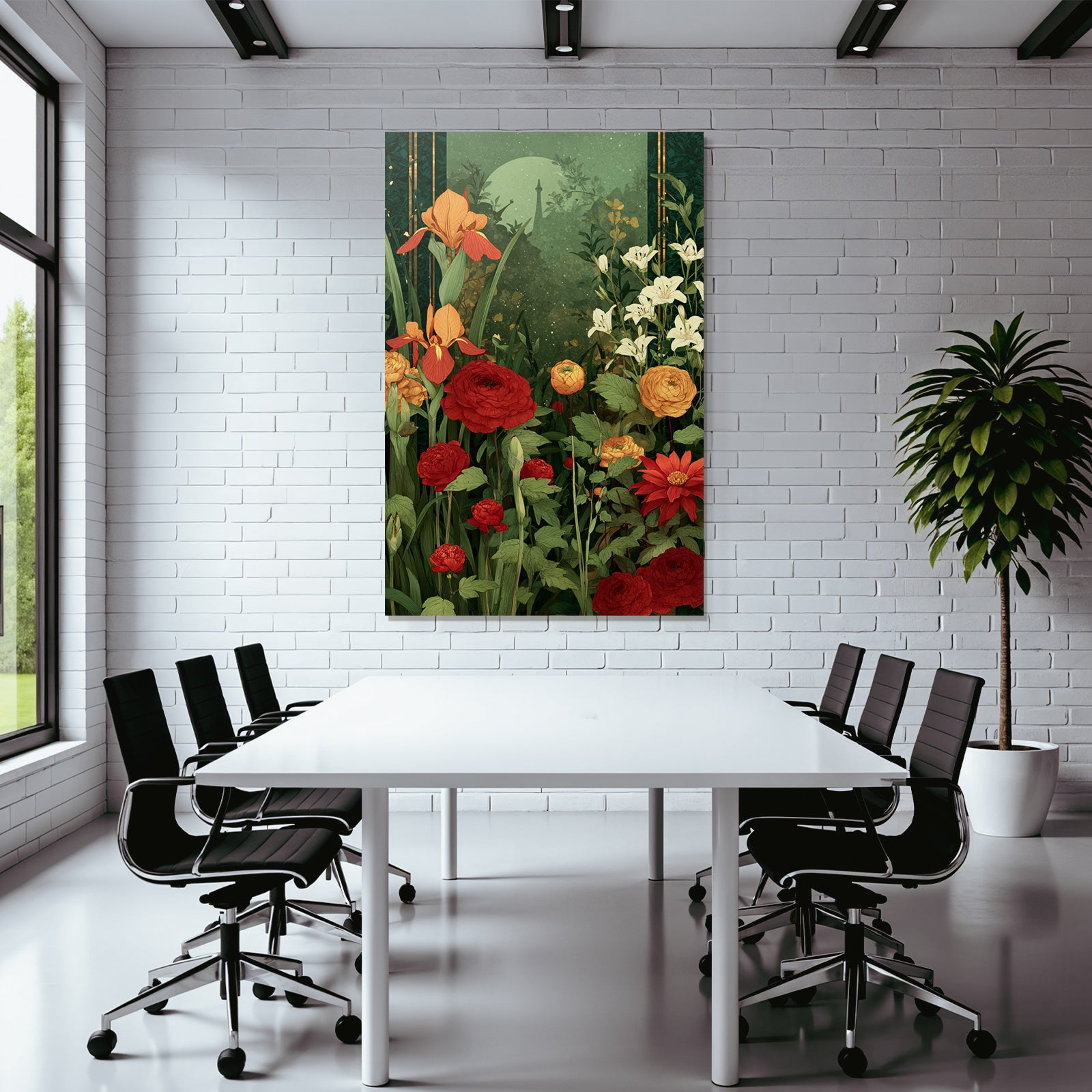 Florale Szene Mit Irisen Ranunkeln Und Lilien Im