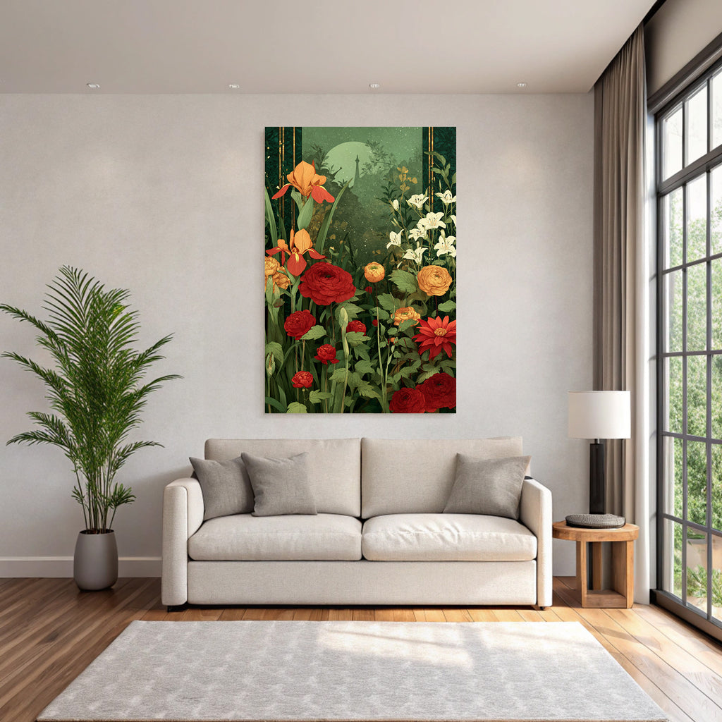 Florale Szene Mit Irisen Ranunkeln Und Lilien Im