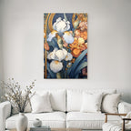 Florales Blumenmuster Im Art Nouveau Stil Mit Rosen Und Irissen
