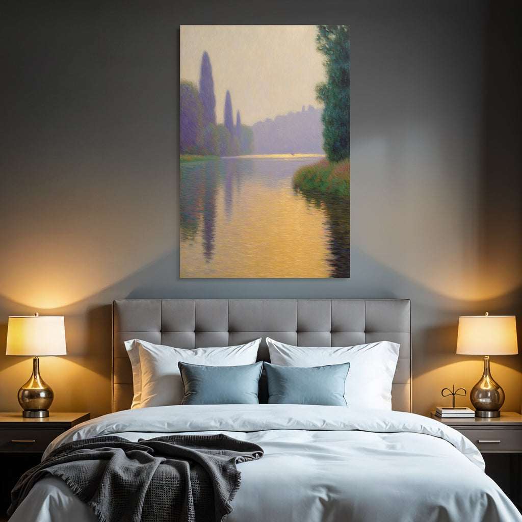 Flusslandschaft In Impressionistischer Atmosphare Bei Dammerung
