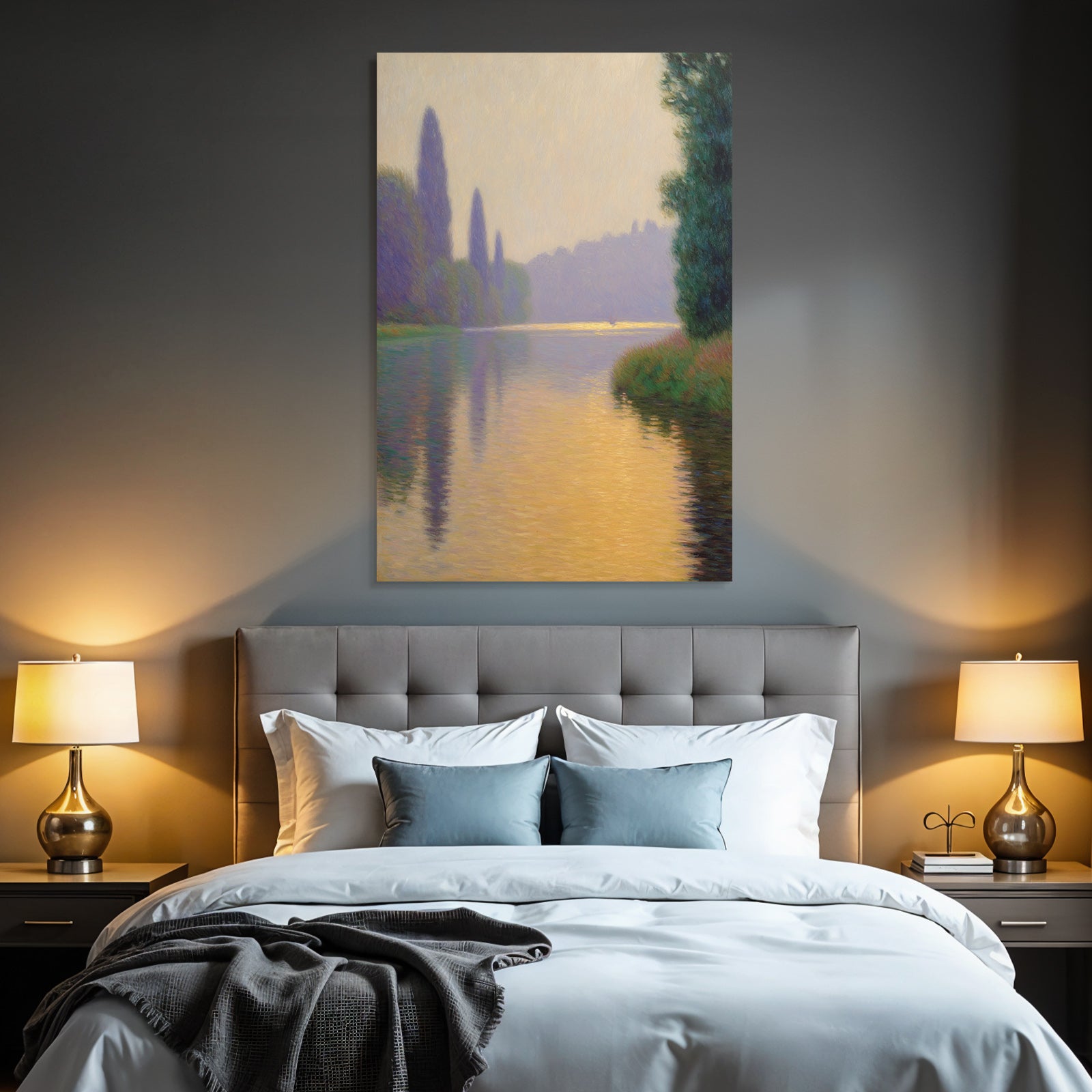 Flusslandschaft In Impressionistischer Atmosphare Bei Dammerung